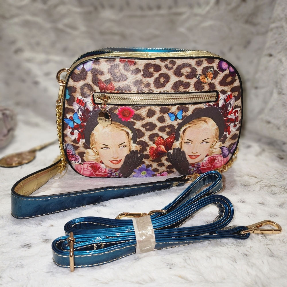 Arosa USA Brown Leopard Vintage Style Graphic Crossbody